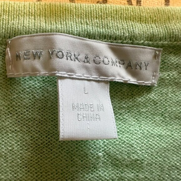 New YOrk & Co Mint Green V Neck Cardigan w/Lace Flowers - Large - Picture 5 of 7